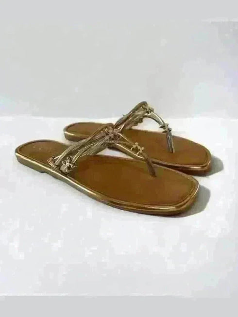 Golden Silver Metallic Flats - cunei